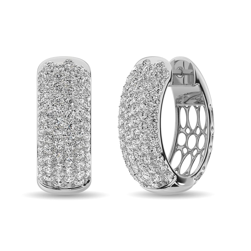 Diamond 3 1/10 Ct.tw Hoop Earrings in 14K White Gold: Diamond 3 1/10 Ct.tw Hoop Earrings in 14K White Gold Diamond 3 1/10 Ct.Tw. Hoop Earrings in 14K White Gold 14k White Gold Stone Color: G-h Stone Clarity: I1 This item may take 2-5 weeks for
