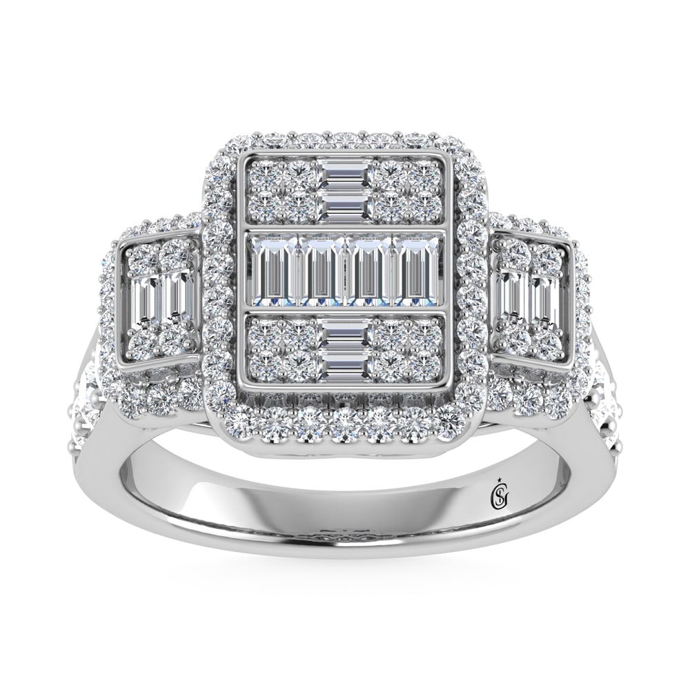 14K White Gold Diamond 1 1/2.Ct. Tw. Engagement Ring: 14K White Gold Diamond 1 1/2.Ct. Tw. Engagement Ring 14k White Gold Stone Color: G-h Stone Clarity: Si2 Each ring is presented in standard size 6.5. Complimentary resizing is available between sizes 5