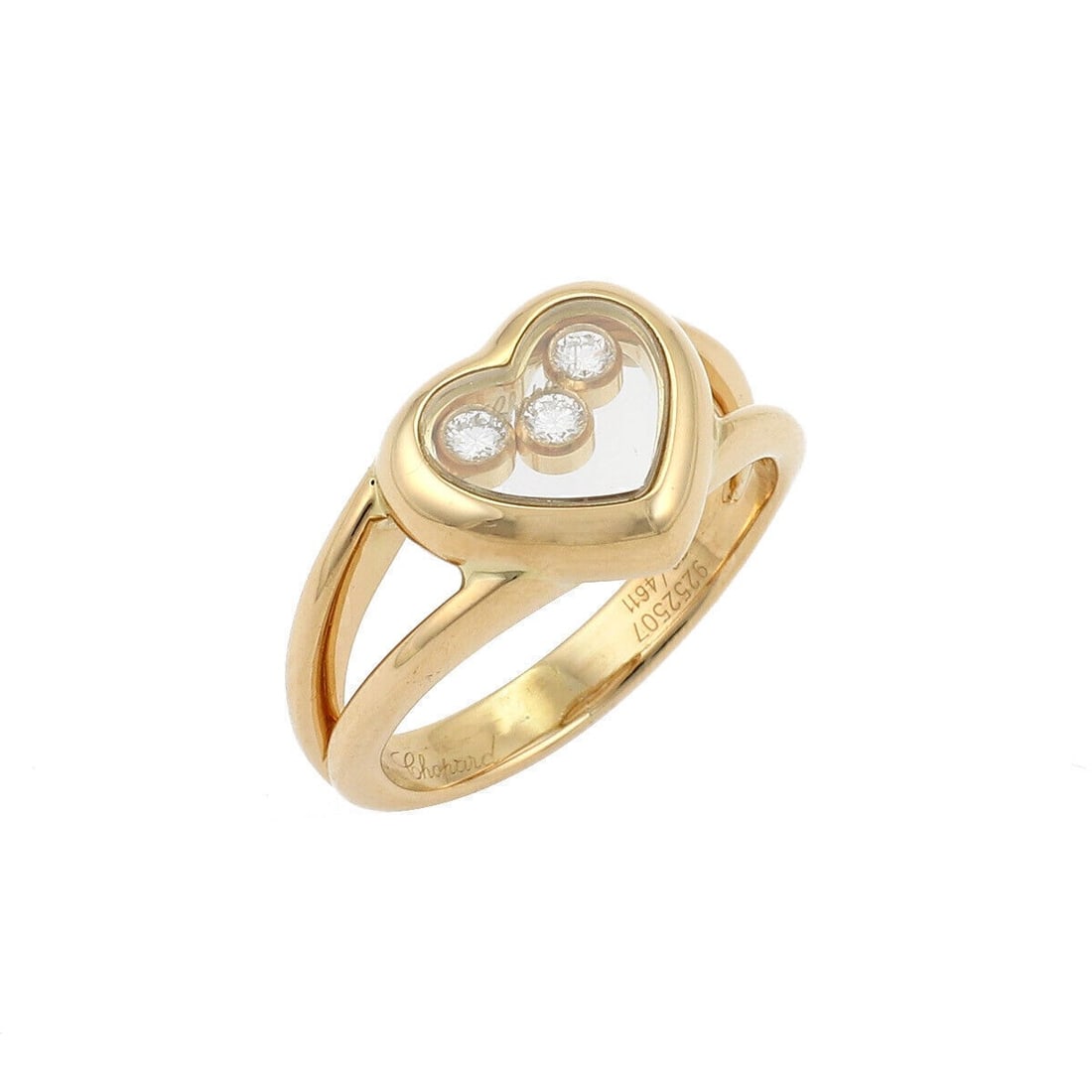 Chopard Happy Diamond Heart Shaped 18k Yellow Gold Diamond Ring Size 5 (1 of 6)