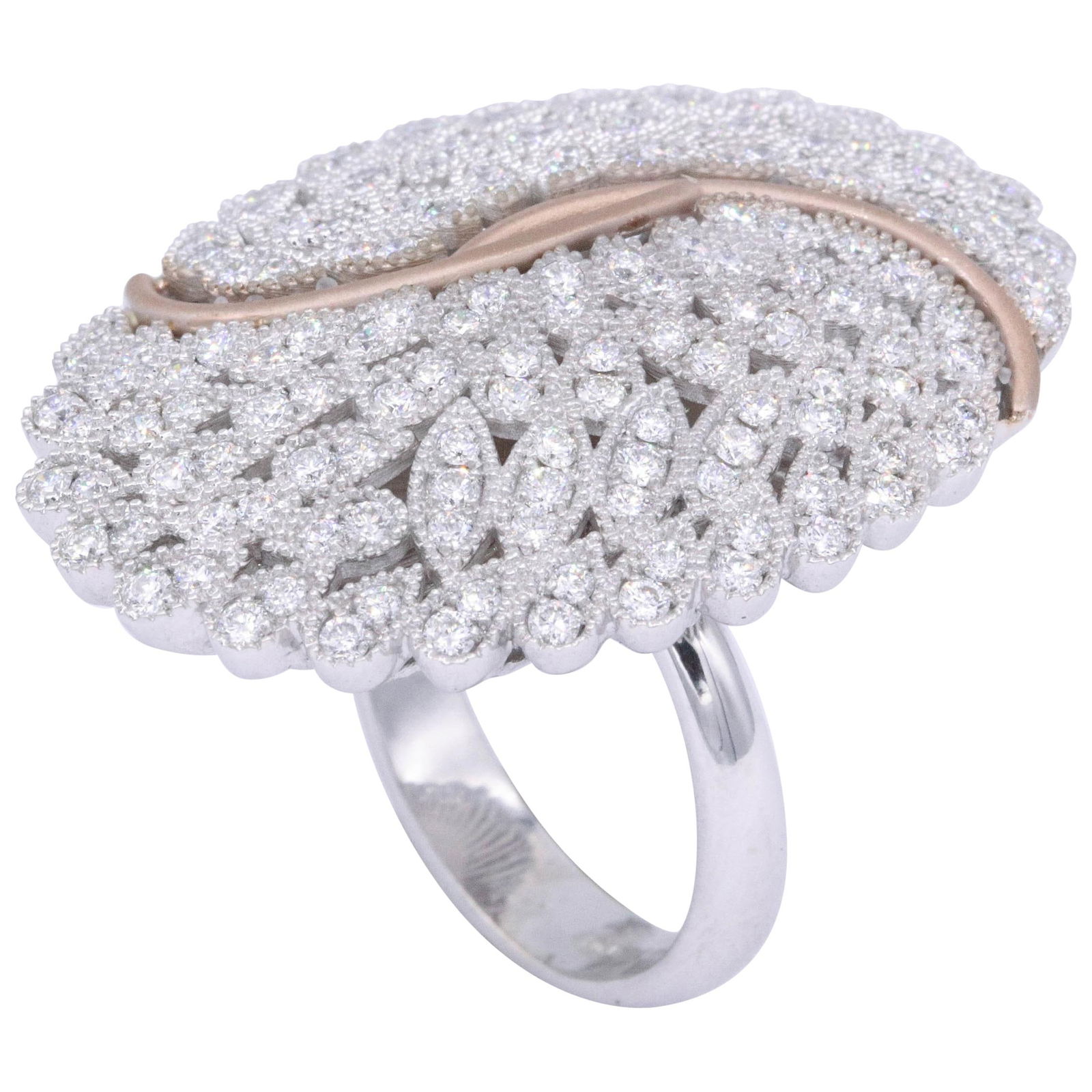 Unique Italian 18K White Gold Cocktail Ring 2.02 Ct Diamonds: Unique Italian 18K White Gold Cocktail Ring 2.02 Ct Diamonds Elevate your accessory collection with this stunning Italian Cocktail Fashion Ring, featuring a total of 2.02 carats of exquisite round-cut