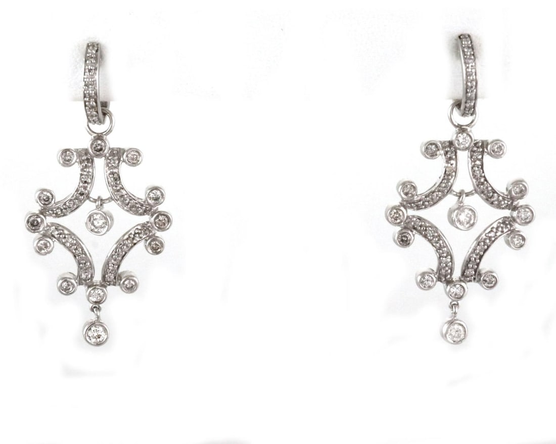 Elegant 2.00ct Diamond Chandelier Dangle Earrings in 14k White Gold (1 of 6)