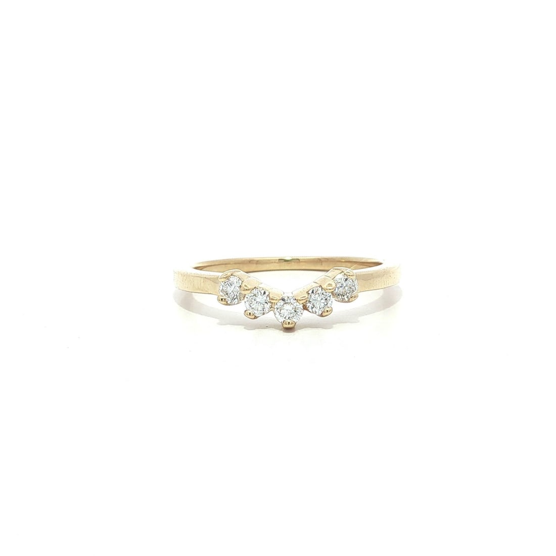 14k Yellow Gold 0.25ct Round Diamond U Shaped Wedding Band Ring: 14k Yellow Gold 0.25ct Round Diamond U Shaped Wedding Band Ring Enhance your elegance with this exquisite 14k Yellow Gold U Shaped Curved Stack Wedding Band Ring, featuring five natural round brillian