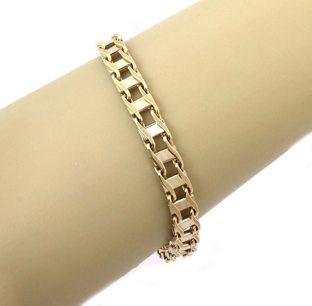 Vintage 14k Two Tone Gold Bracelet with Double Sided Link Design (1 of 5)