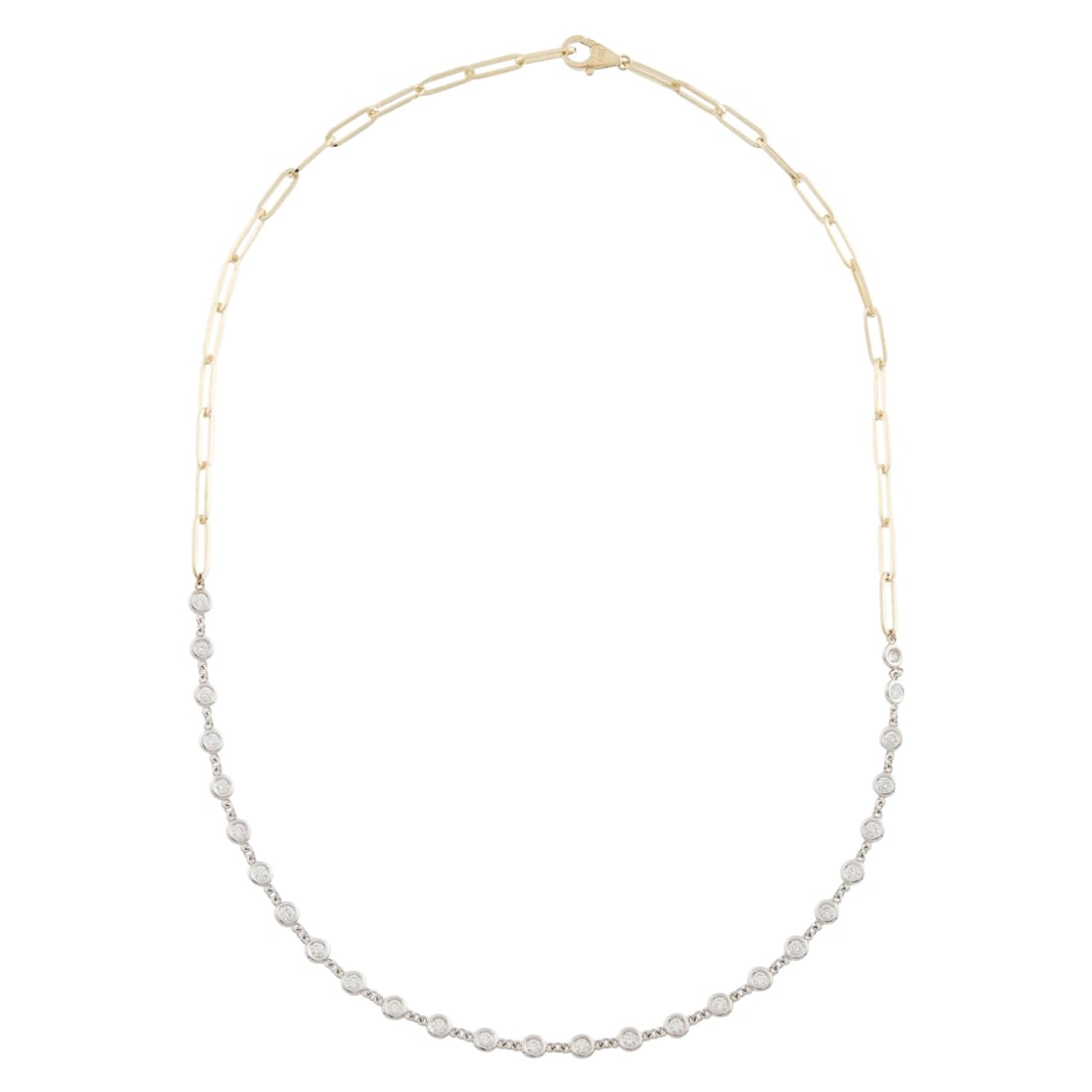 Harbor Diamonds Two-Tone 14K Diamond Station Choker Necklace 1.08 cts Appraised: Harbor Diamonds Two-Tone 14K Diamond Station Choker Necklace 1.08 cts Appraised This exquisite Two-Tone 14K Diamond Station Choker Necklace features a stunning combination of 14k yellow and white gold