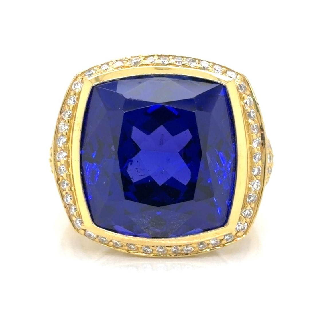 Tanzanite and Diamond 18K Yellow Gold Ring with Approx 25 Ct Gemstone (1 of 5)