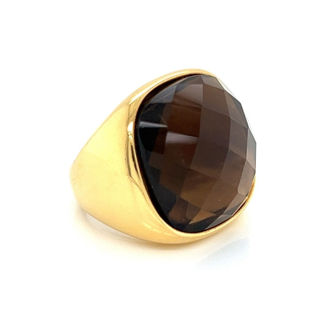 18k Yellow Gold Wide Ring with Smoky Quartz by Lalla & Rossana Size 7.5 (1 of 6)