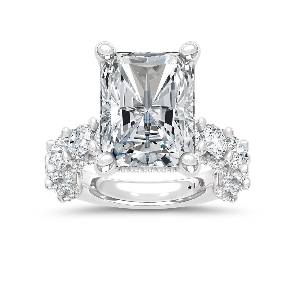 14K White Gold Lab Grown Diamond 7 3/4 Ct.Tw. Radiant Shape Engagement Ring (IGI Certified Center: 14K White Gold Lab Grown Diamond 7 3/4 Ct.Tw. Radiant Shape Engagement Ring (IGI Certified Center 5ct) This elegant diamond engagement ring crafted in 14k white gold, features a Radiant-cut center sto