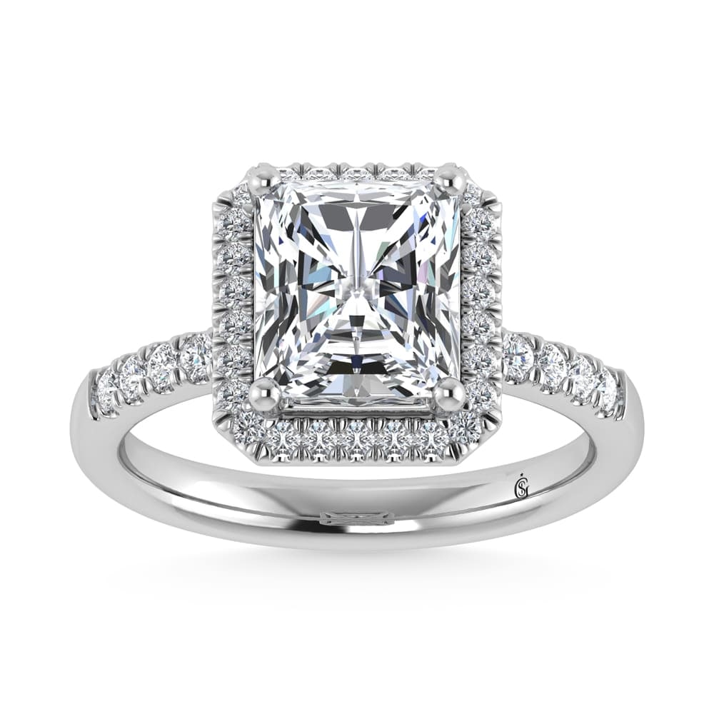 14K White Gold Lab Grown Diamond 3 1/3 Ct.Tw. Radiant Shape Halo Engagement Ring (IGI Certfied (1 of 4)