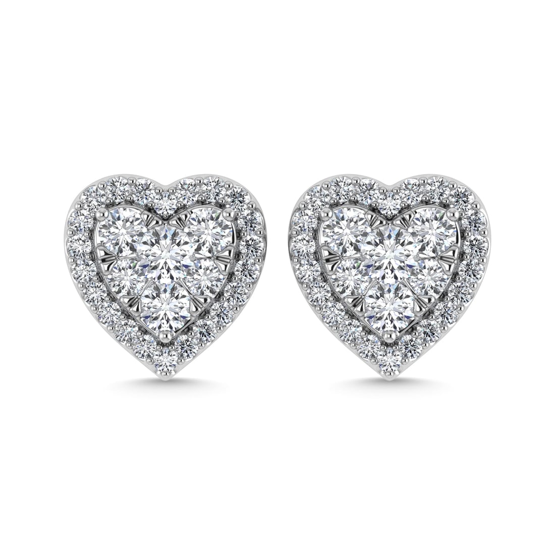 Diamond 2 Ct.Tw. Heart Earrings in 14K White Gold (1 of 1)