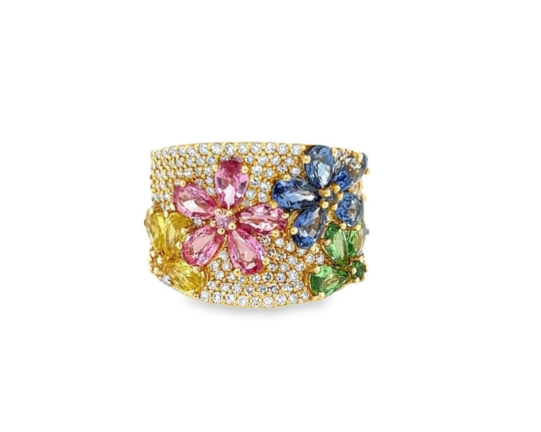 Effy Watercolors Multigem and Diamond 14k Yellow Gold Statement Ring Size 5.5 (1 of 8)