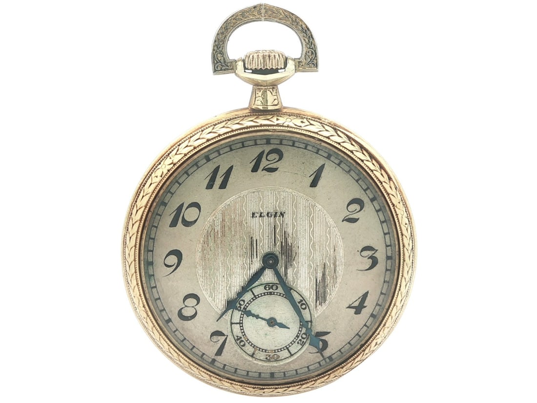 Elgin Grade 345 14k Yellow Gold 12S 17J Open Face Antique Mechanical Pocket Watch (1 of 8)