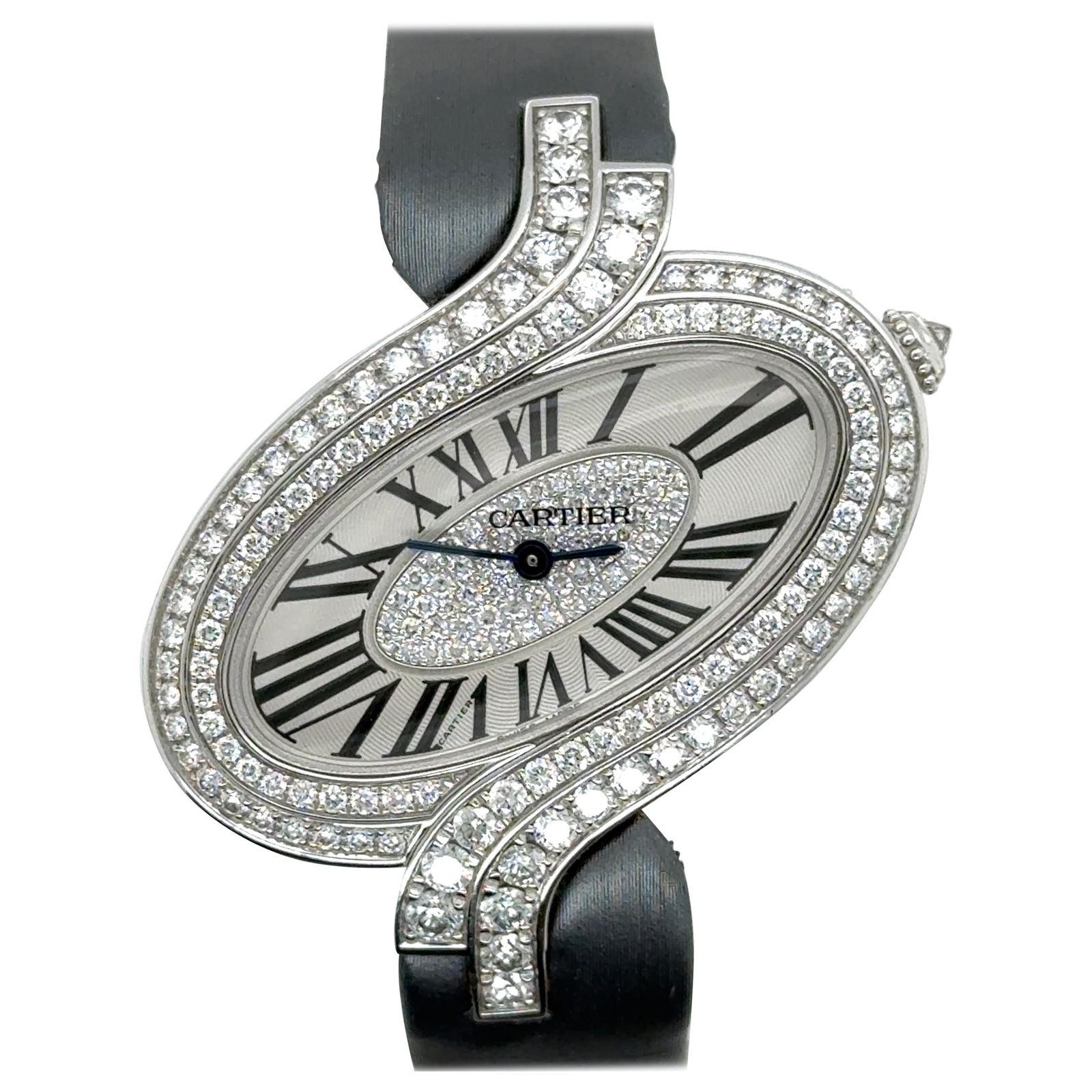 Cartier Delices de Cartier Diamond Watch 18k White Gold Satin Band (1 of 4)