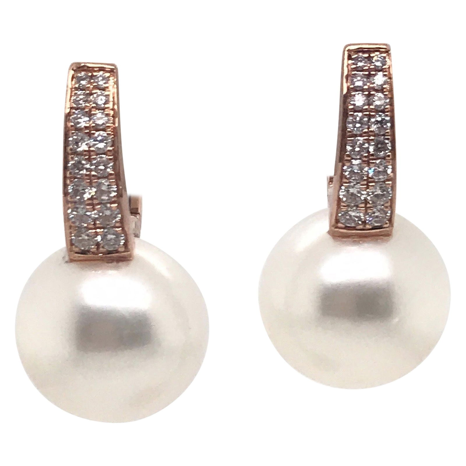 Harbor Diamonds 18K White Gold South Sea Pearl Diamond Drop Earrings 0.40 Carat (1 of 4)