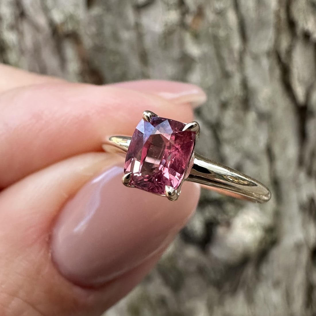 GIA Certified 1.02ct No Heat Cushion Pink Sapphire 14k Gold Solitaire Ring: GIA Certified 1.02ct No Heat Cushion Pink Sapphire 14k Gold Solitaire Ring This un-used solitaire ring features a natural, no heat rose pink sapphire certified by GIA, weighing exactly 1.02 carats. Th