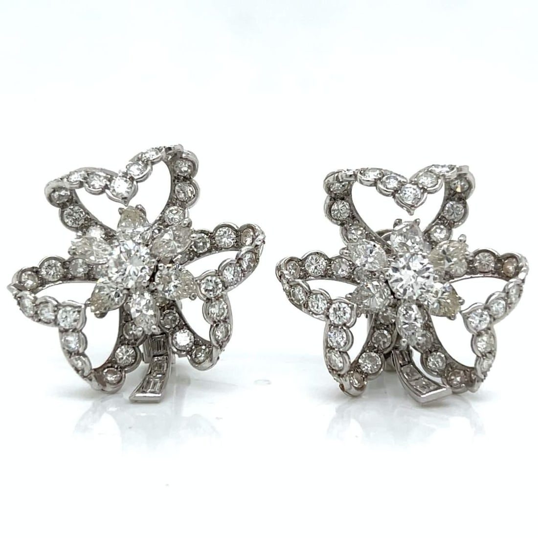 Art Deco Platinum 11.10 Ct Diamond Earrings 110 Diamonds F-H VVS-VS2 (1 of 5)