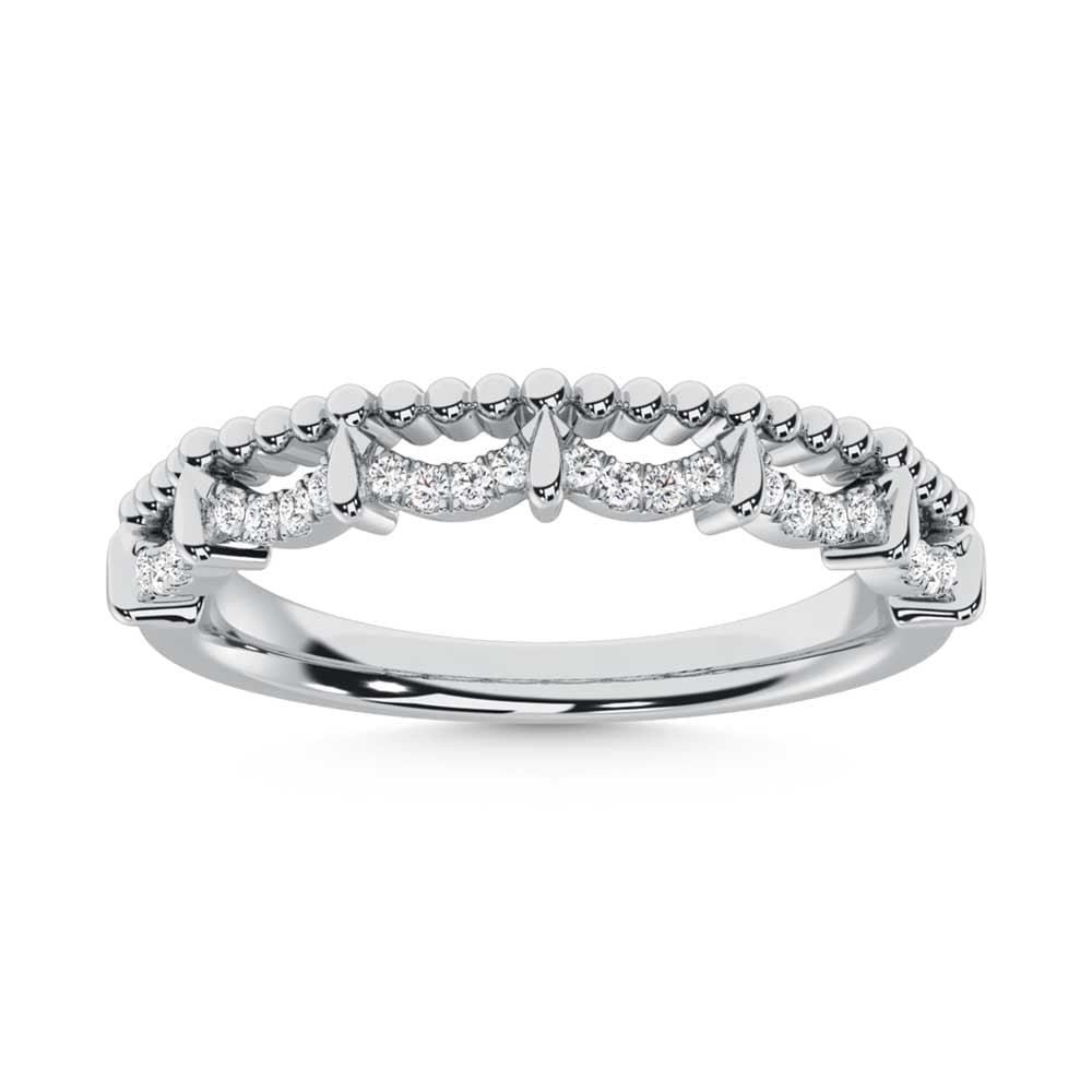 10K White Gold Diamond 1/10 Ct. Tw. Stackable Band: 10K White Gold Diamond 1/10 Ct. Tw. Stackable Band 10k White Gold Stone Color: G-h Stone Clarity: Bi2 Each ring is presented in standard size 6.5. Complimentary resizing is available between sizes 510