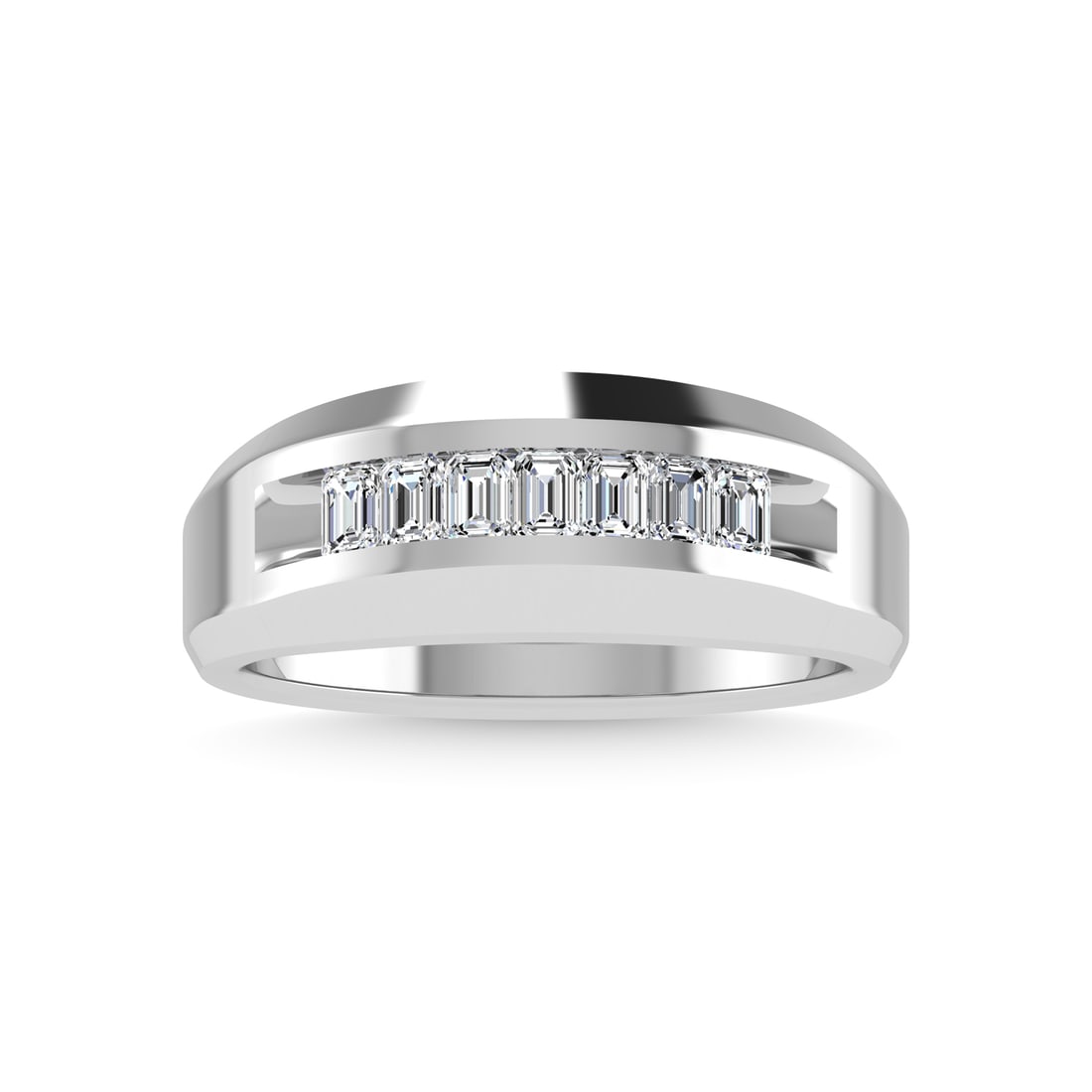14K White Gold Diamond 5/8 Ct.Tw. Mens Wedding Band: 14K White Gold Diamond 5/8 Ct.Tw. Mens Wedding Band 14k White Gold Stone Color: G-h Stone Clarity: Si2 Each ring is presented in standard size 6.5. Complimentary resizing is available between sizes 51
