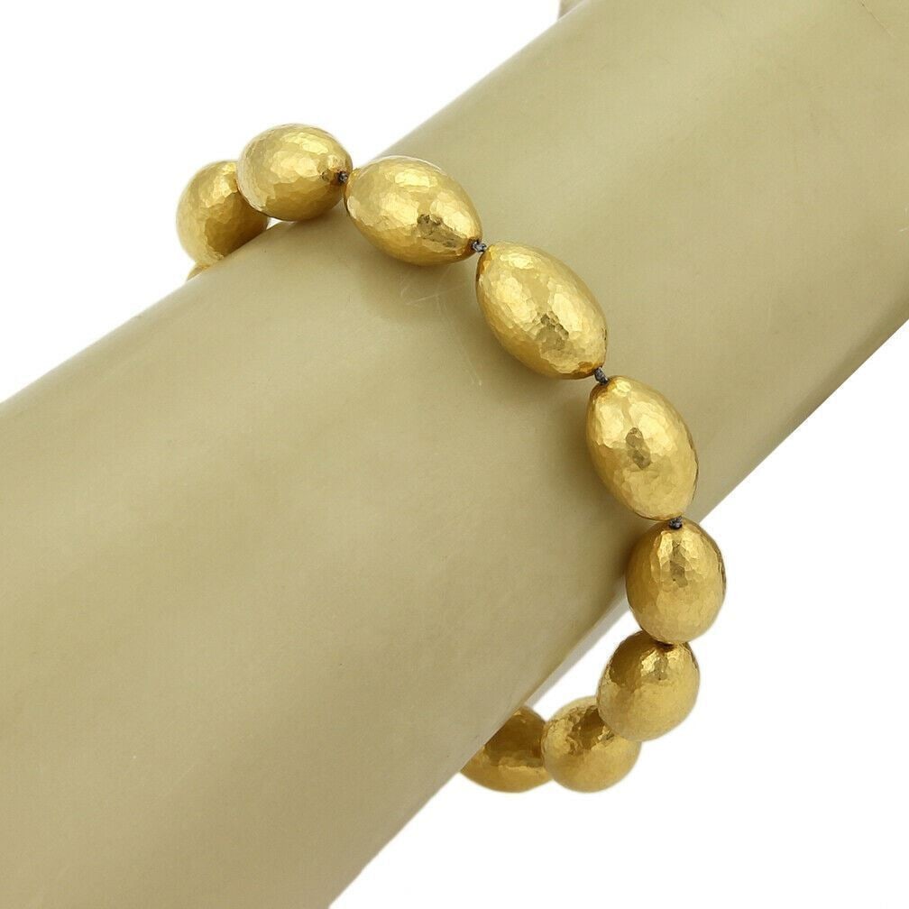 Hand Hammered 24k Yellow Gold Beaded Bracelet Gurhan Cocoon Design 8.5 Inch: Hand Hammered 24k Yellow Gold Beaded Bracelet Gurhan Cocoon Design 8.5 Inch This authentic Gurhan Cocoon beaded bracelet is expertly crafted from 24k yellow gold and features a strand of hand-hammered