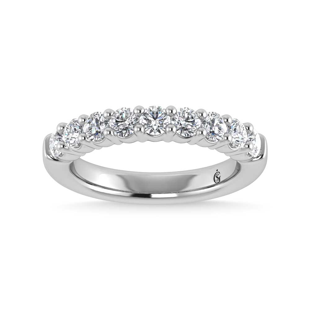 14K White Gold Lab Grown Diamond 7/8 Ct.Tw. Band: 14K White Gold Lab Grown Diamond 7/8 Ct.Tw. Band Step into luxury with the 14K White Gold Lab Grown Diamond Band, featuring 7/8 Ct. of dazzling diamonds that sparkle with unparalleled brilliance. The