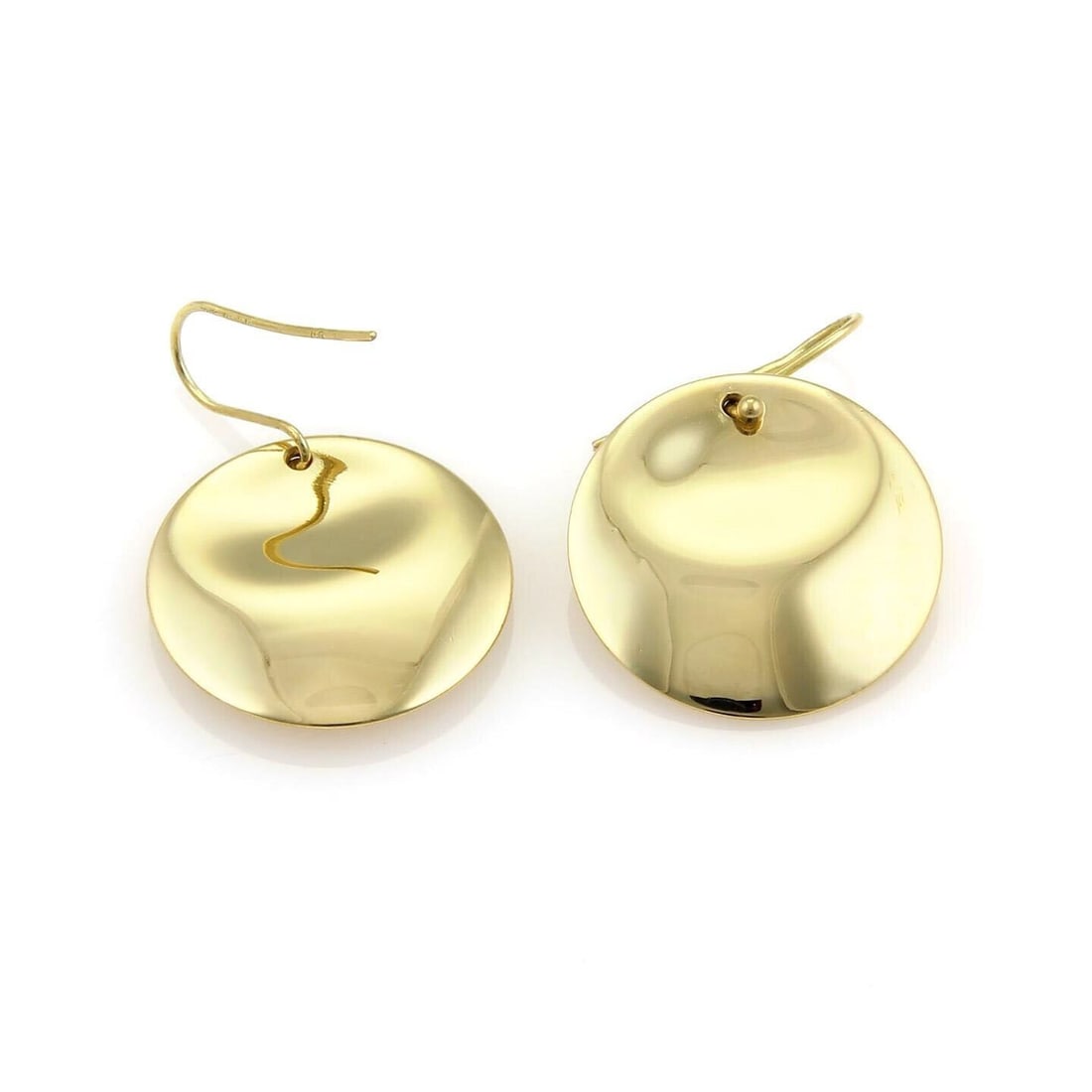 Peretti Design 18k Yellow Gold Dangle Earrings by Tiffany & Co.: Peretti Design 18k Yellow Gold Dangle Earrings by Tiffany & Co. These Tiffany & Co. Peretti earrings are crafted from 18k yellow gold in a classic dangle round style. Designed by Elsa Peretti, they fe