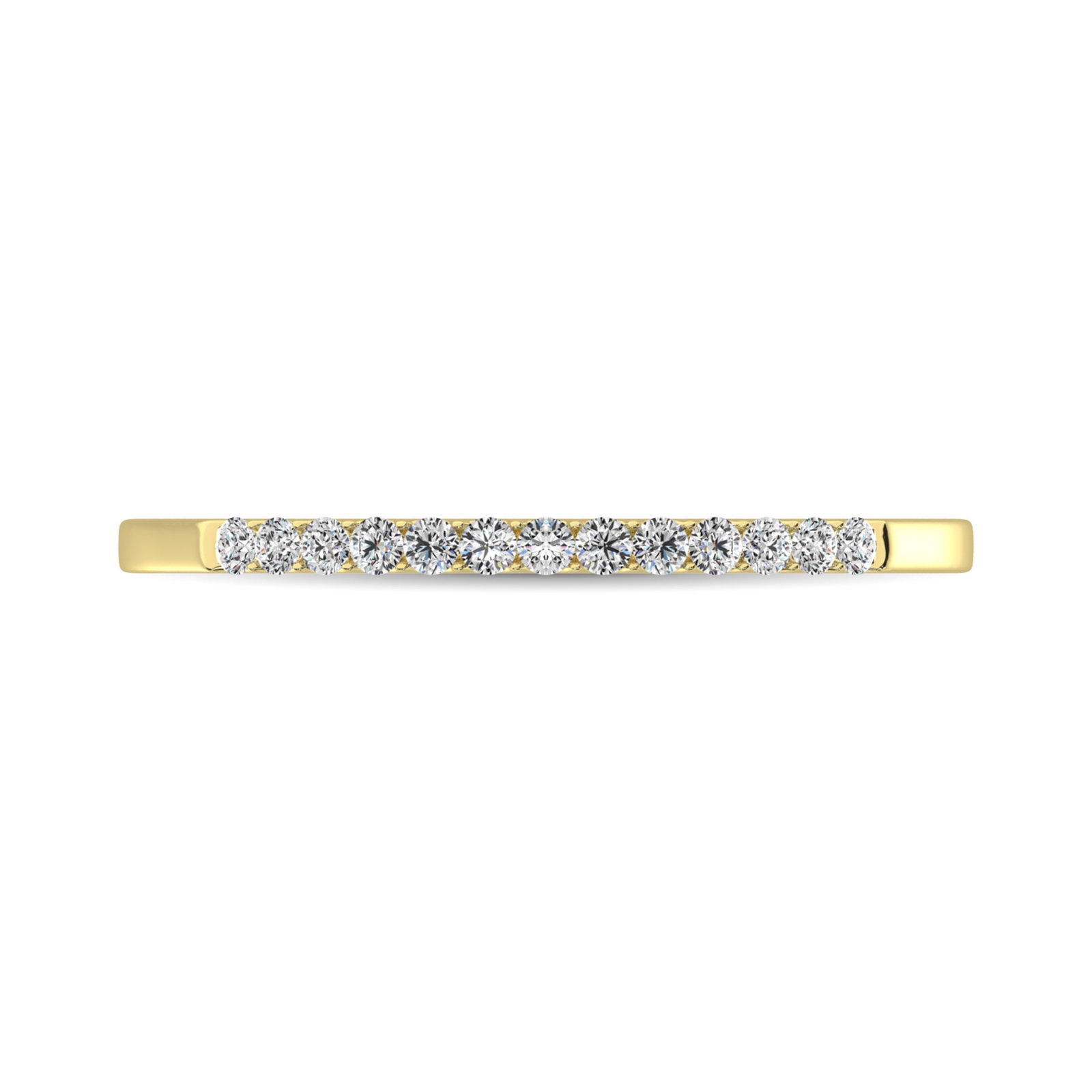 14K Yellow Gold 1/2 Ct Diamond Ladies Machine Band: 14K Yellow Gold 1/2 Ct Diamond Ladies Machine Band This eye-catching Ladies Band is available in 14K Yellow Gold. There are 13 round diamonds with a total carat weight of 1/2 Ct.Tw. set in a machine s