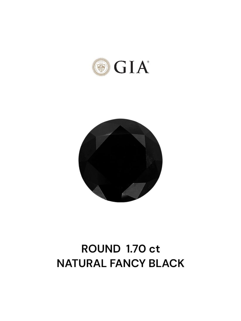 Loose Diamond - ROUND 1.7ct Fancy Black VVS2: Loose Diamond - ROUND 1.7ct Fancy Black VVS2 Source: Natural Shape: ROUND Carats: 1.7 Color: Fancy Black Certification: GIA Video: