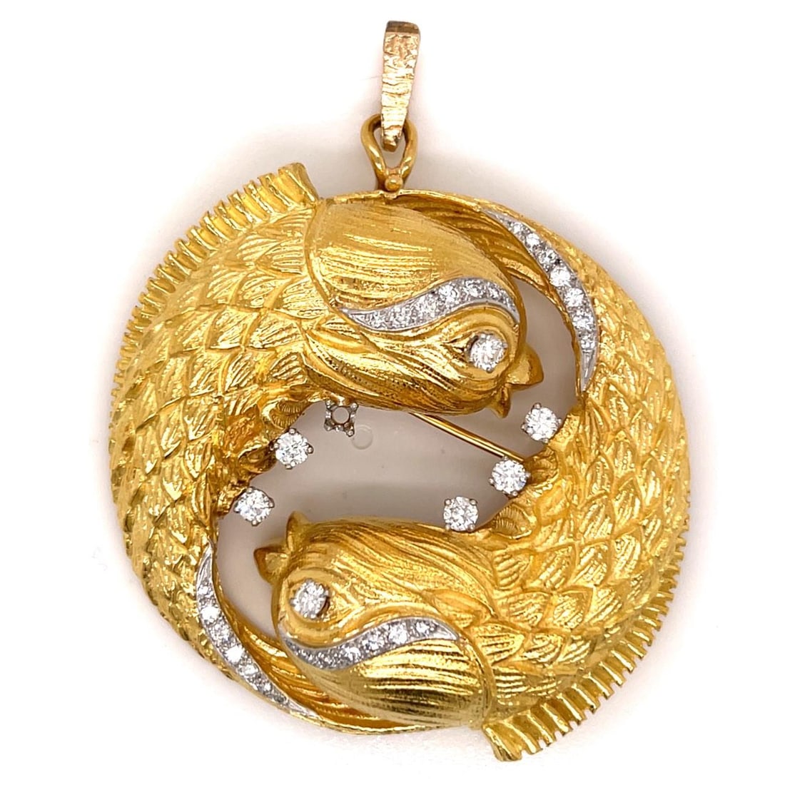 Pisces Brooch Pendant in 18K Gold and Platinum with Diamonds by David Webb (1 of 5)