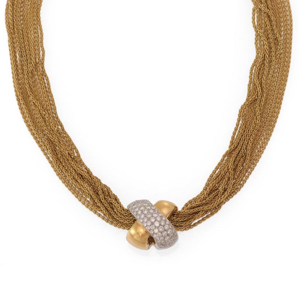 Modern 2ct Diamond 18k Gold X Pendant Multi-Chain Necklace 750 Italy (1 of 4)