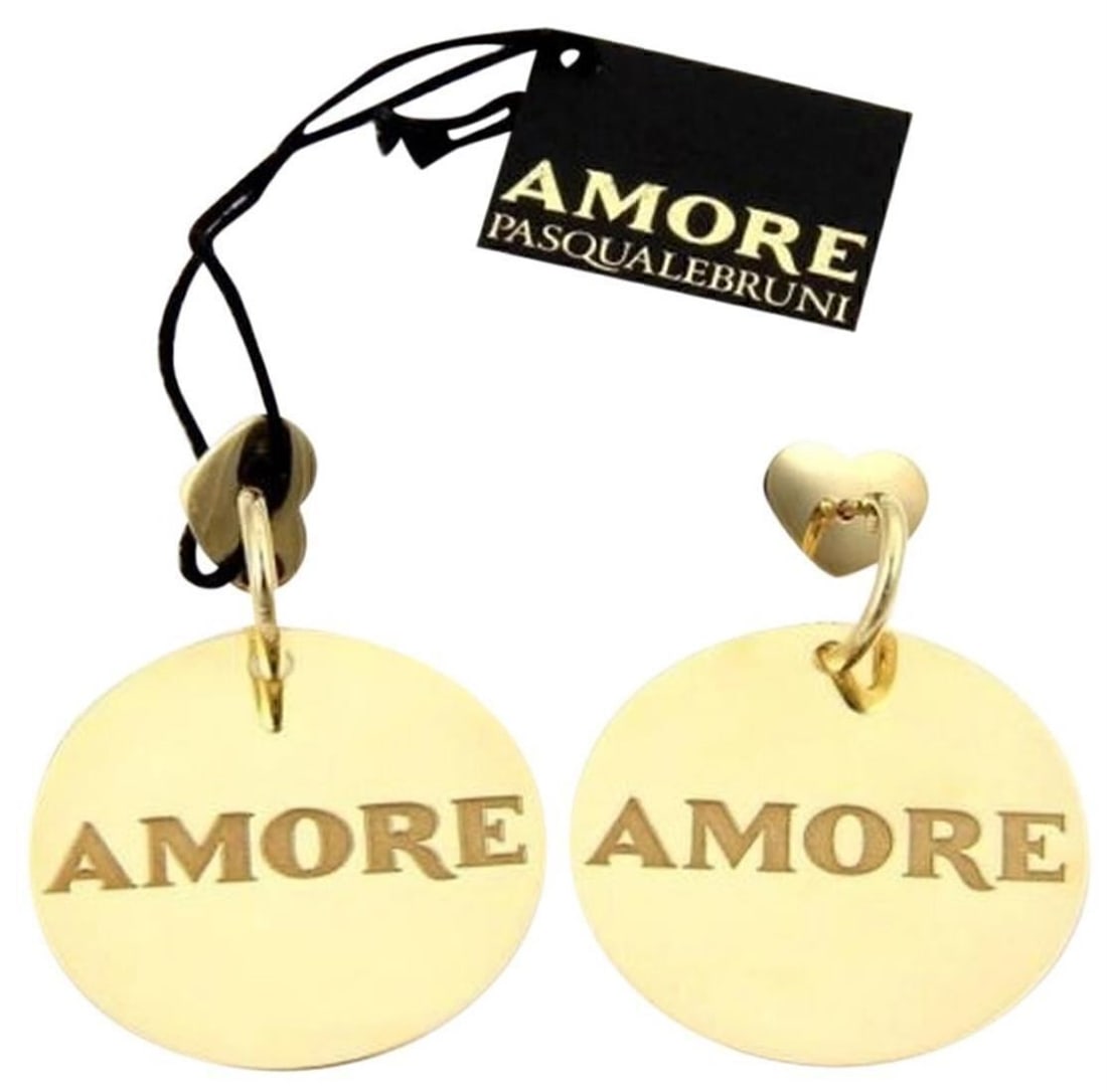 AMORE Large Disc 18K Yellow Gold Dangle Earrings by Pasquale Bruni: AMORE Large Disc 18K Yellow Gold Dangle Earrings by Pasquale Bruni These Pasquale Bruni AMORE large disc drop dangle earrings are crafted from 18K yellow gold. Featuring a signed design by Pasquale Br