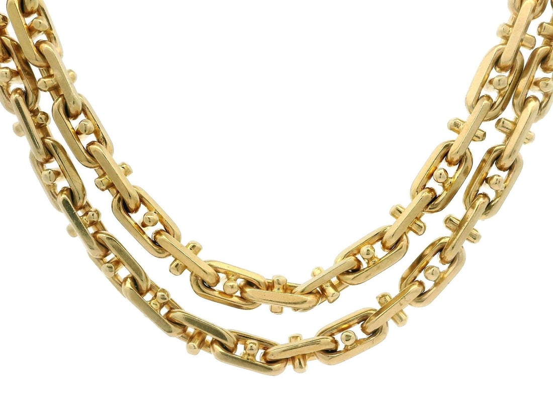 Vintage 9k Yellow Gold Unique Beveled Edge Link Necklace 20" (1 of 9)