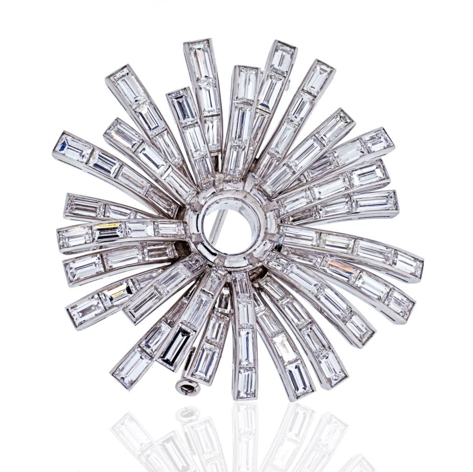 Bvlgari 1960s Platinum Brooch with 17 Carat Diamonds (1 of 4)