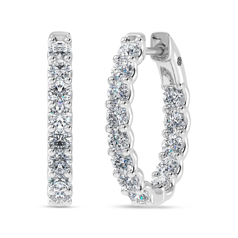 10K White Gold 2 Ct.Tw. Lab Grown Diamond In and Our Hoop Earrings (1 of 1)