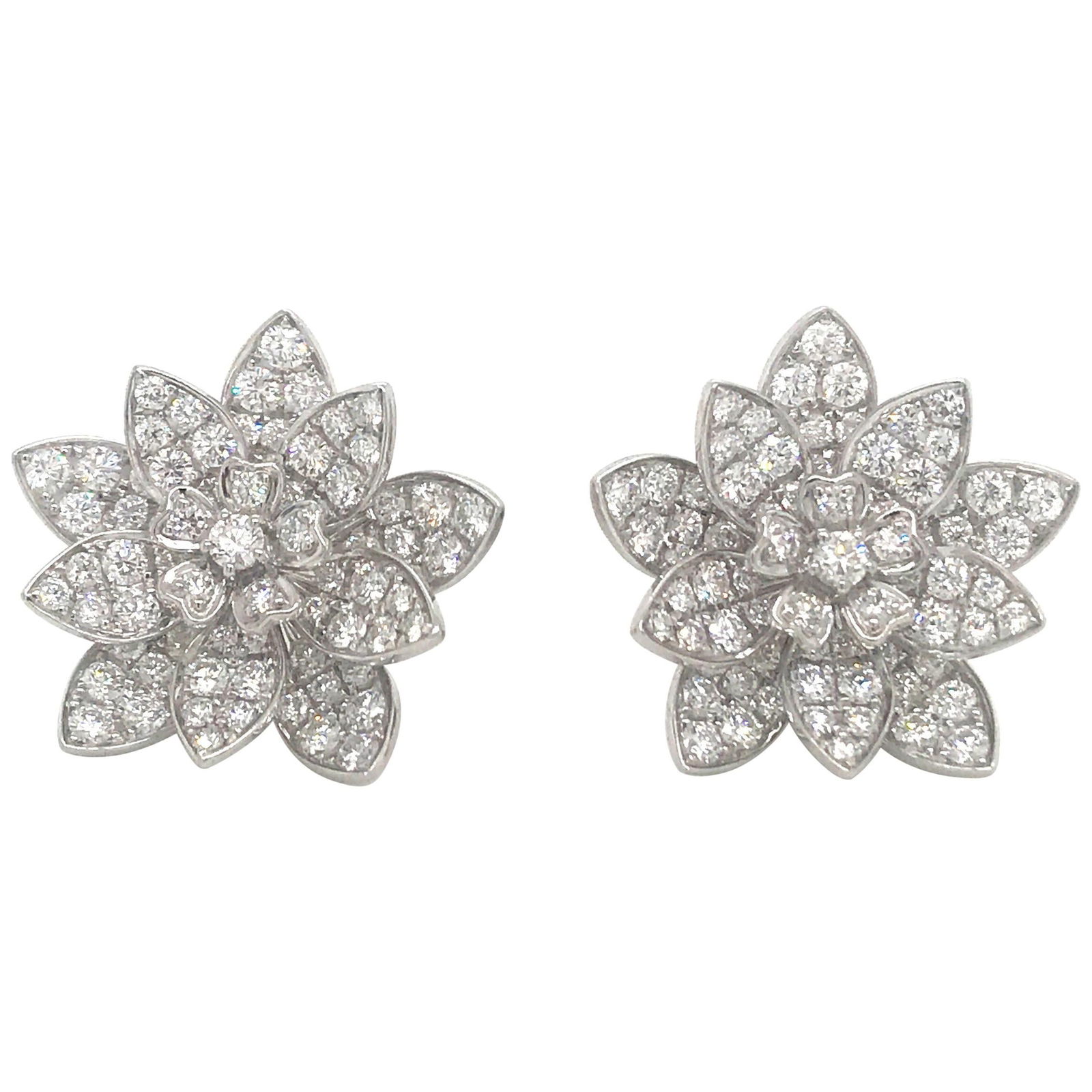 Harbor Diamonds 18K White Gold 3.87ct Diamond Flower Earrings (1 of 9)