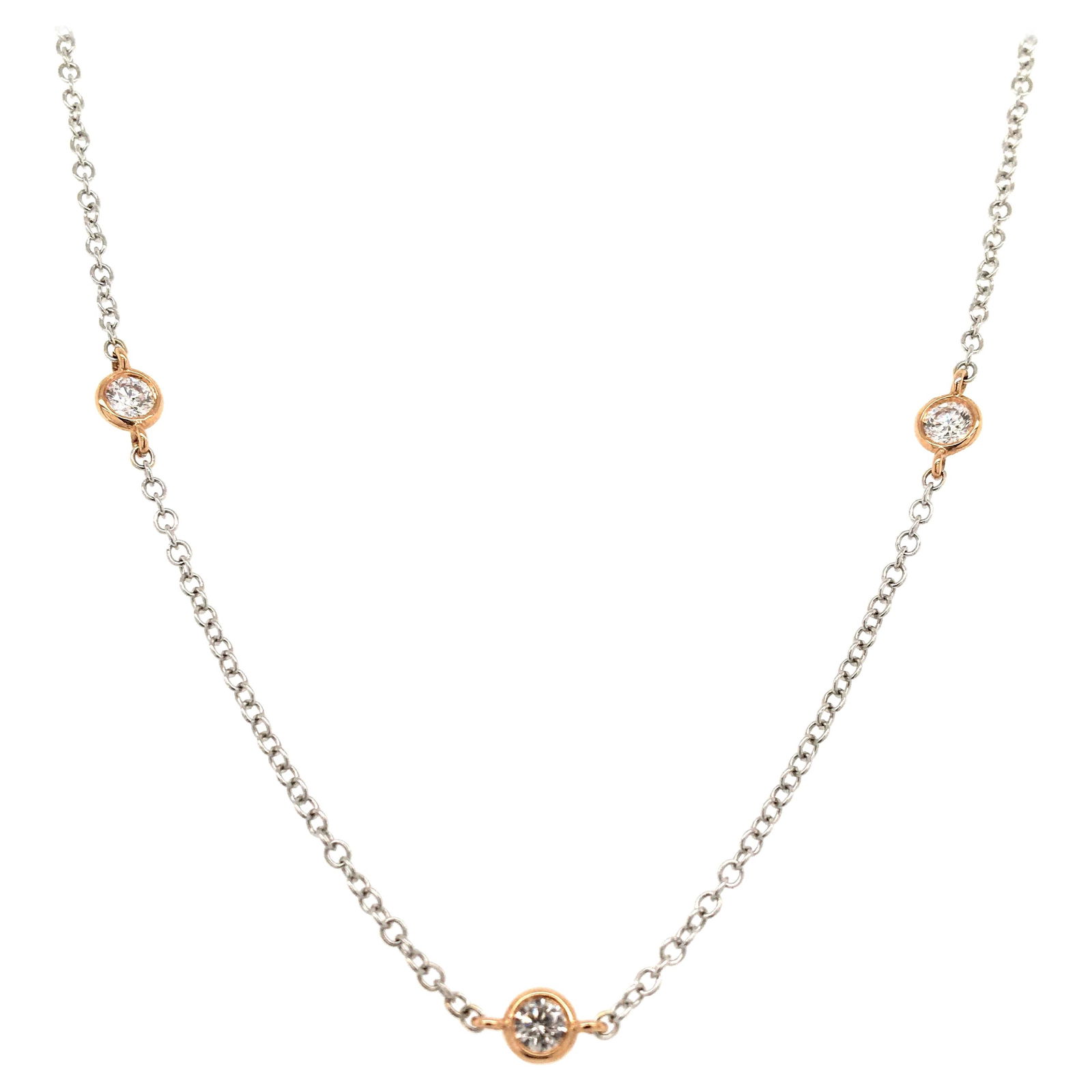 0.83ct Diamonds by the Yard 18k White Rose Gold Necklace 22in (1 of 4)