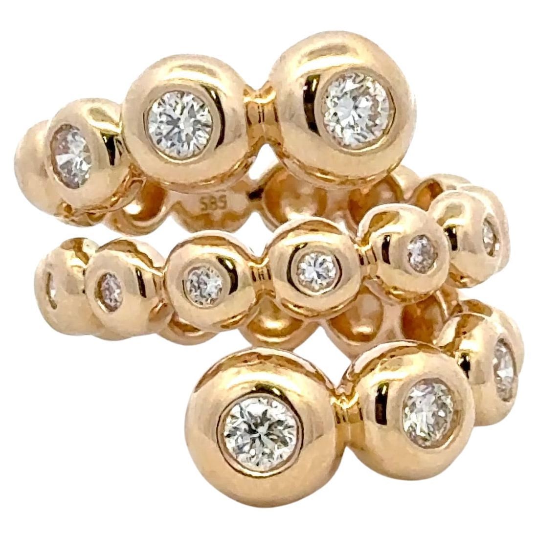 14K Yellow Gold Diamond Swirl Ring 0.93ct G VS2 Harbor Diamonds: 14K Yellow Gold Diamond Swirl Ring 0.93ct G VS2 Harbor Diamonds This exquisite ring showcases a contemporary design crafted from 14k yellow gold. It features three rows of 13 round brilliant diamonds,