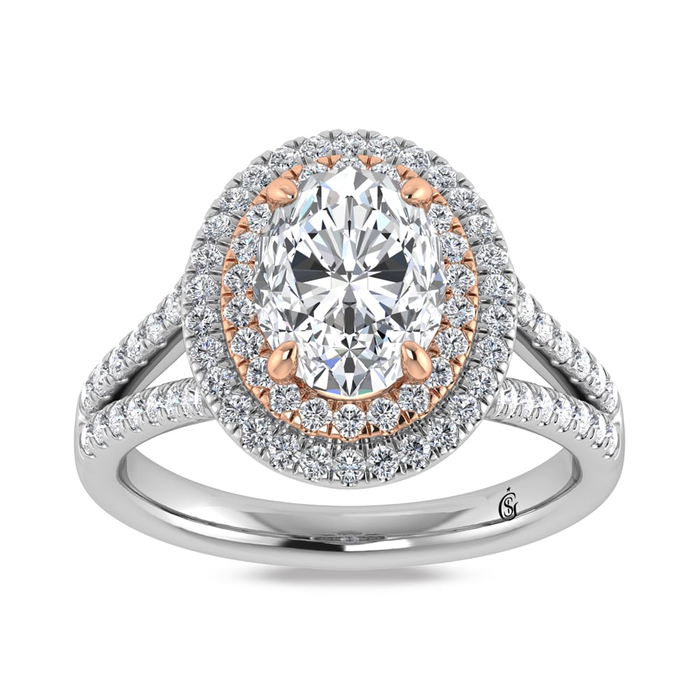 14K Two Tone Lab Grown Diamond 2 5/8 Ct.Tw. Oval Shape Engagement Ring (IGI Certified Center 2ct): 14K Two Tone Lab Grown Diamond 2 5/8 Ct.Tw. Oval Shape Engagement Ring (IGI Certified Center 2ct) 14K Two Tone Labgrown Diamond 2 5/8 Ct.Tw. Oval Shape Engagement Ring 14k Two Tone Stone Color: D-f St