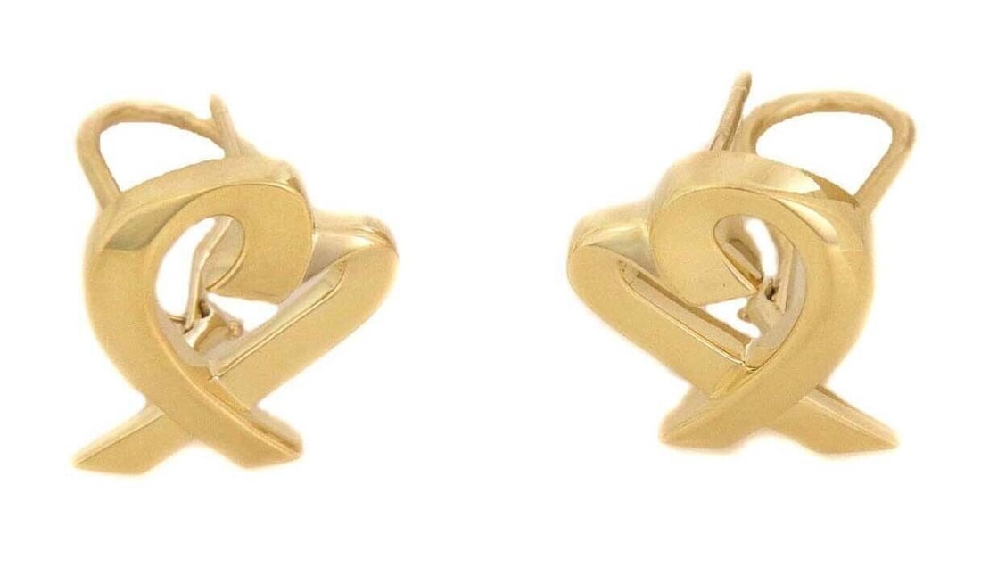 Paloma Picasso Loving Hearts Stud Earrings 18k Yellow Gold Medium: Paloma Picasso Loving Hearts Stud Earrings 18k Yellow Gold Medium These Tiffany & Co. Picasso Loving Hearts earrings are crafted from 18k yellow gold in a medium size stud design. Created by Paloma Pi