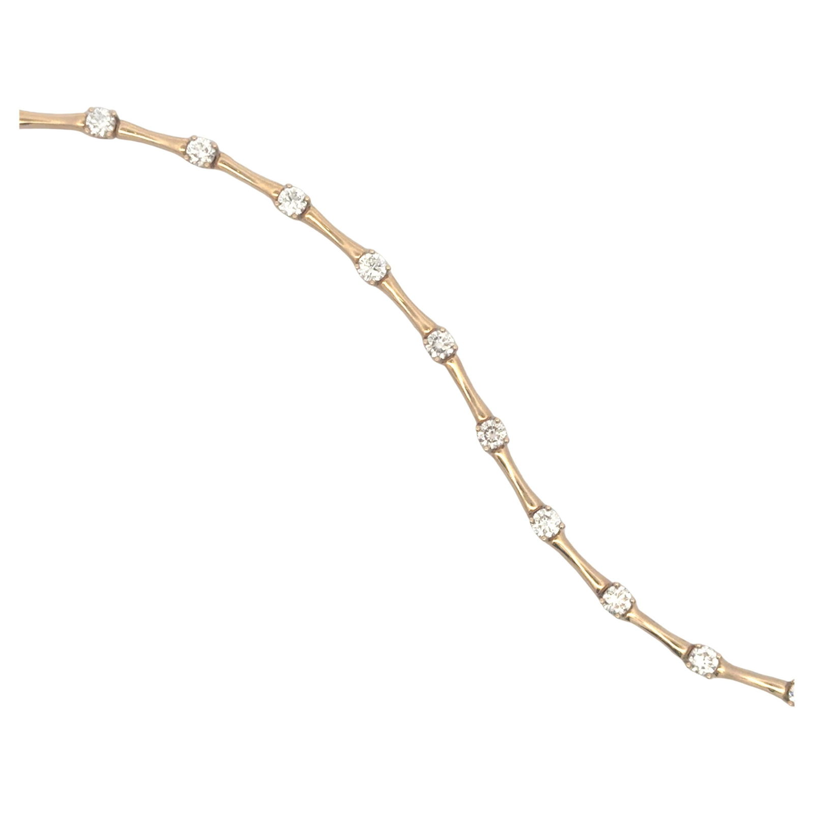 Harbor Diamonds 2.52ct Diamond Bamboo Link Bracelet 14k Yellow Gold: Harbor Diamonds 2.52ct Diamond Bamboo Link Bracelet 14k Yellow Gold This exquisite Diamond Bamboo Link Bar Bracelet showcases a contemporary design crafted from 14 karat yellow gold. The bracelet feat