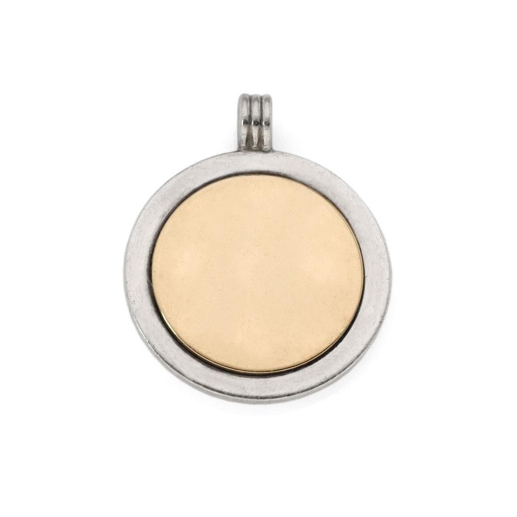 Tiffany & Co. Vintage Round Pendant in Sterling Silver 18k Yellow Gold: Tiffany & Co. Vintage Round Pendant in Sterling Silver 18k Yellow Gold This stunning vintage pendant from Tiffany & Co. showcases an exquisite design crafted from sterling silver, beautifully accented