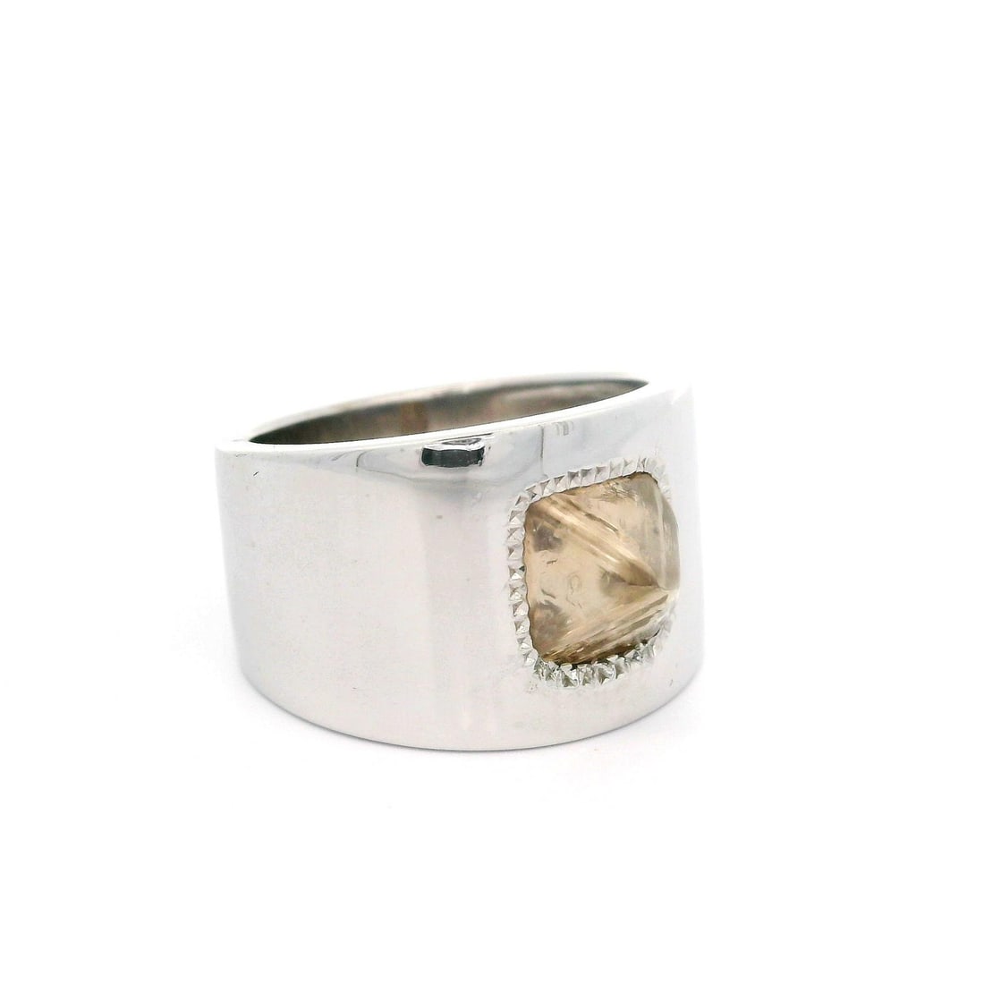 De Beers 18k White Gold 2ct GIA Uncut Brown Diamond Band Ring (1 of 5)