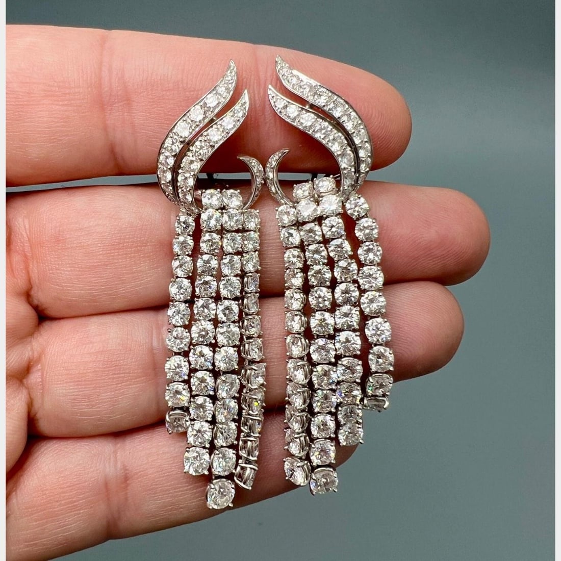 Diamond Earrings in Platinum with 12.80 Carats Total Weight (1 of 3)