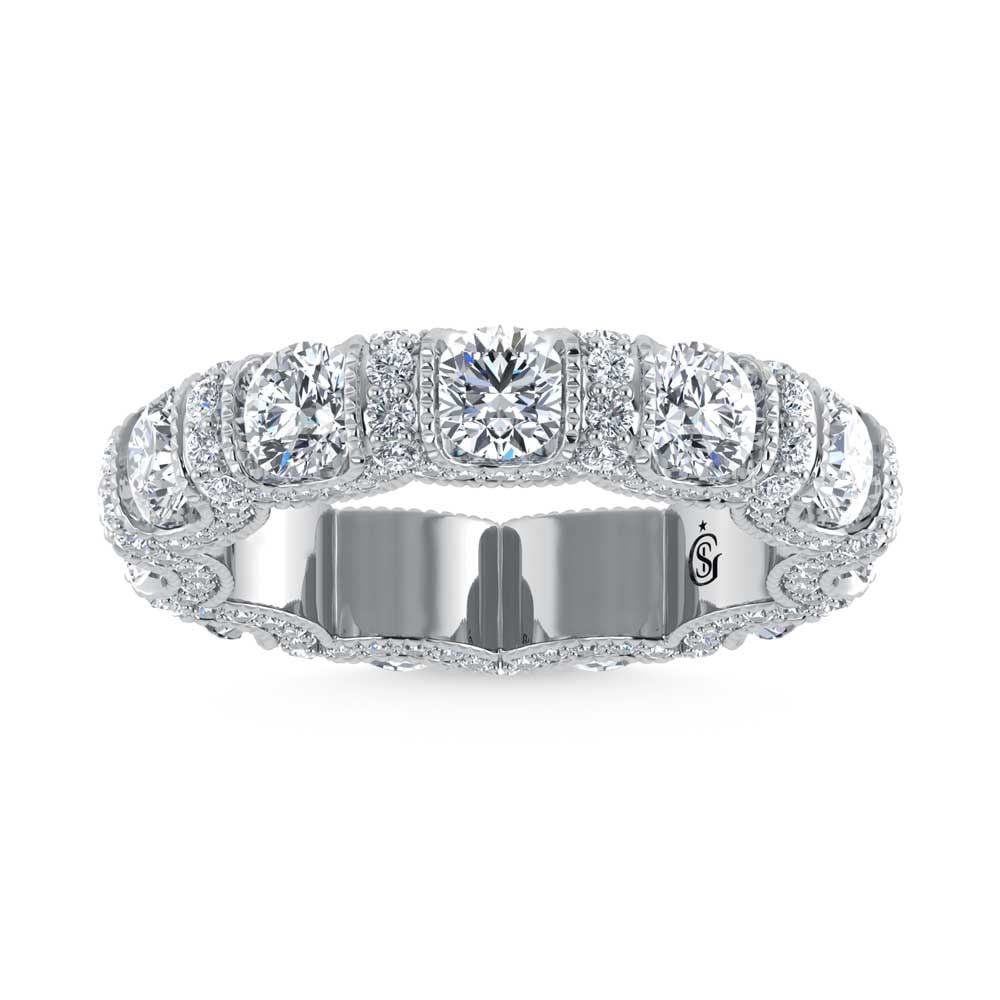 14K White Gold Lab Grown Diamond 3 1/2 Ct.Tw. Fashion Band: 14K White Gold Lab Grown Diamond 3 1/2 Ct.Tw. Fashion Band This elegant fashion band in 14K white gold is adorned with 3 1/2 Ct.Tw. of lab grown diamonds, offering timeless sparkle. 14k White Gold