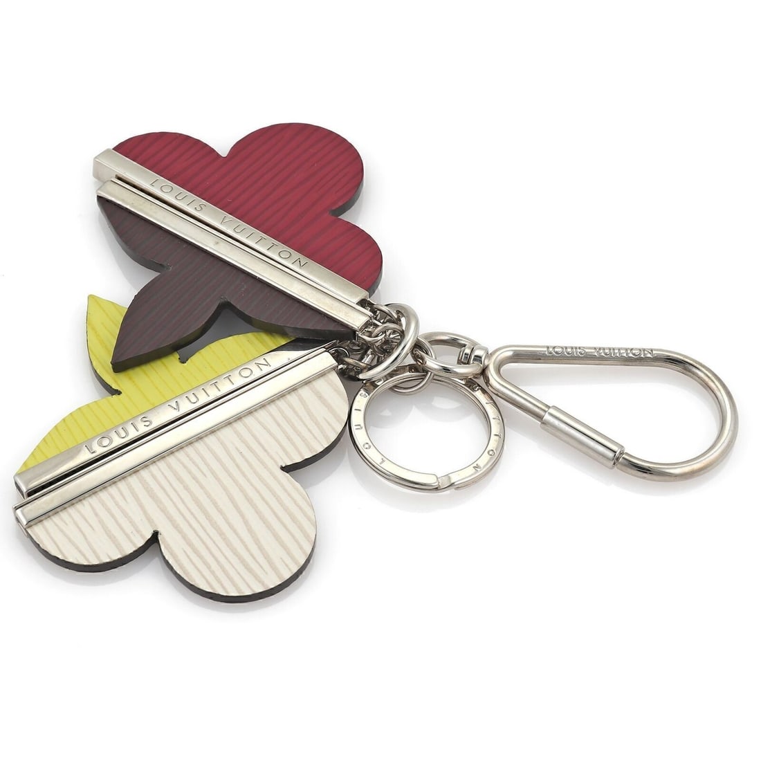 Louis Vuitton Monogram Silver Plated Large Handbag Charm Key Ring: Louis Vuitton Monogram Silver Plated Large Handbag Charm Key Ring This Louis Vuitton handbag charm and key ring features four large half-shaped monogram charms in a multi-color design. Made from silve