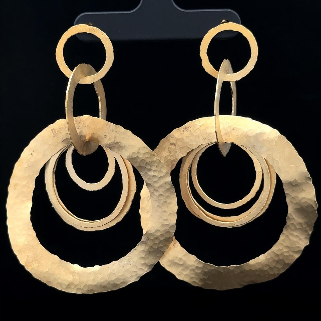 Handmade 14k Yellow Gold Dangle Earrings with Hammered Finish (1 of 12)