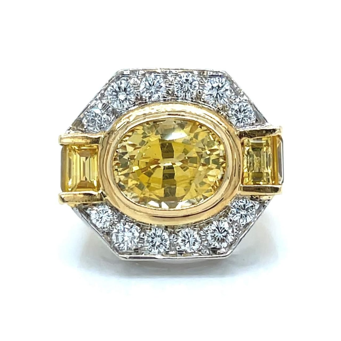 18K Yellow Gold 5.00 Ct Yellow Sapphire Diamond Ring (1 of 4)