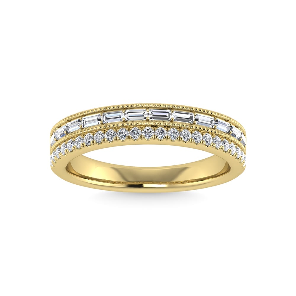 14K Yellow Gold Diamond 1/3 Ct.Tw. Fashion Bands: 14K Yellow Gold Diamond 1/3 Ct.Tw. Fashion Bands 14k Yellow Gold Stone Color: G-h Stone Clarity: Si2 Each ring is presented in standard size 6.5. Complimentary resizing is available between sizes 510