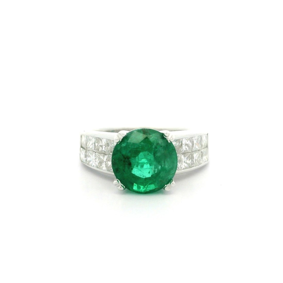 18k White Gold GIA Certified 3.38ct Emerald and Diamond Cocktail Ring (1 of 11)