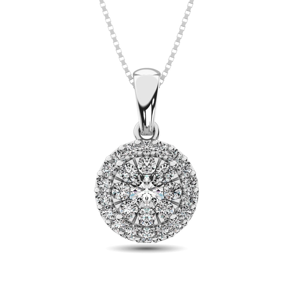 Diamond Fashion Pendant 5/8 Ct.tw Round Cut in 14K White Gold: Diamond Fashion Pendant 5/8 Ct.tw Round Cut in 14K White Gold 14k White Gold Stone Color: Gh Stone Clarity: I1 Unless otherwise specified, pendants that include a chain are paired with our standard