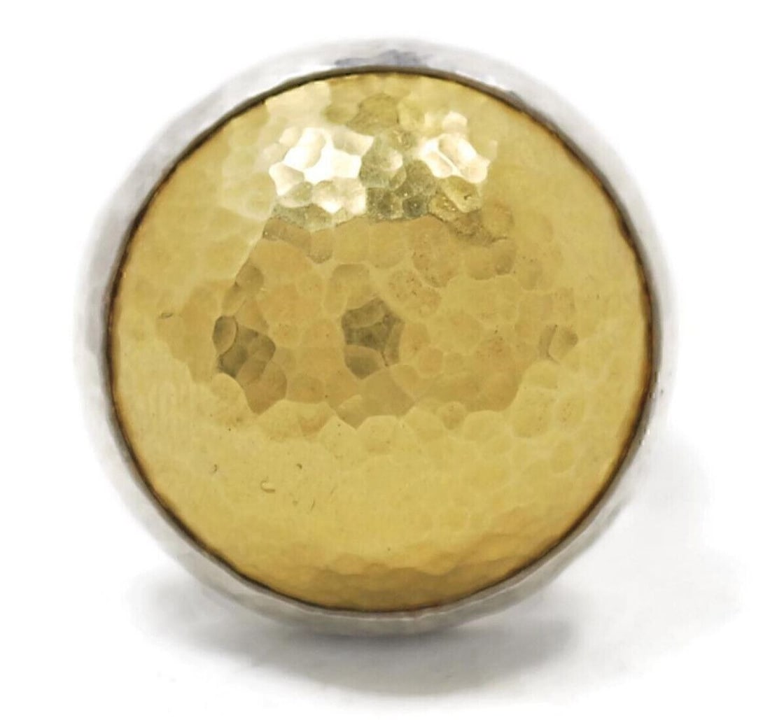 Size 6 hammered dome ring in sterling silver with 24k gold overlay by Gurhan Amulet: Size 6 hammered dome ring in sterling silver with 24k gold overlay by Gurhan Amulet This authentic Gurhan Amulet dome ring features a hammered design crafted in sterling silver with a 24k gold overlay