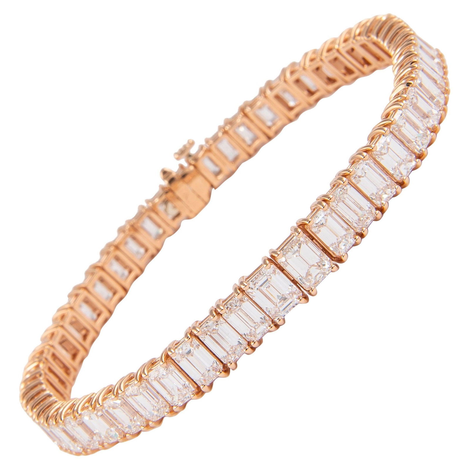 17.32ct Emerald Cut Diamond Bracelet in 18k Rose Gold (1 of 4)